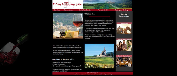 Winemaking.com Web Site Example